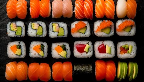 Premium AI Image Fresh Seafood Rolled Up In Healthy Maki Sushi