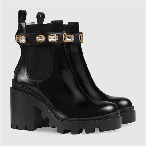 Shop The Leather Ankle Boot With Belt By Gucci The Ankle Boot In Shiny