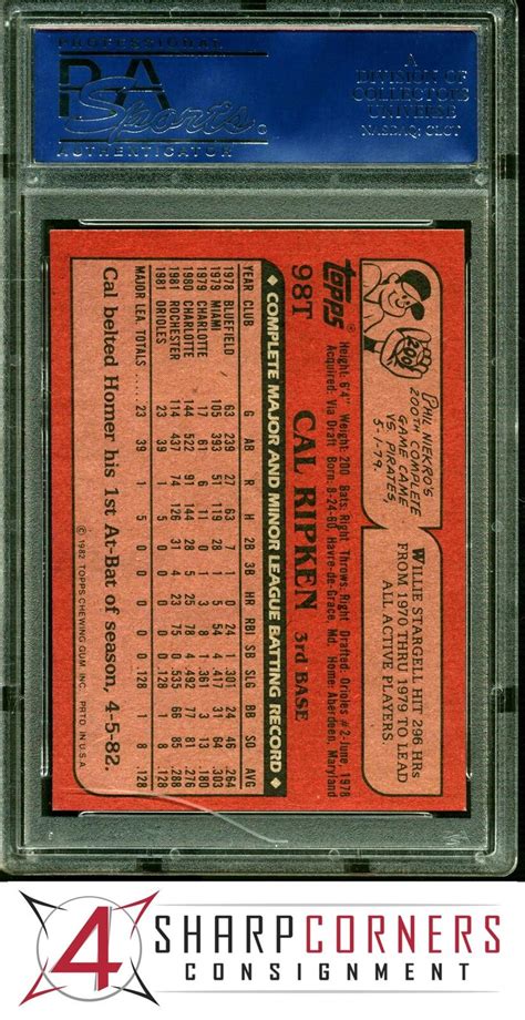 1982 TOPPS TRADED 98T CAL RIPKEN JR RC ORIOLES HOF PSA 9 EBay