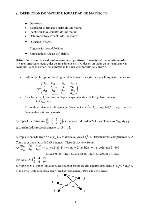 Gu A De Vectores Definicion De Matriz E Igualdad De Matrices