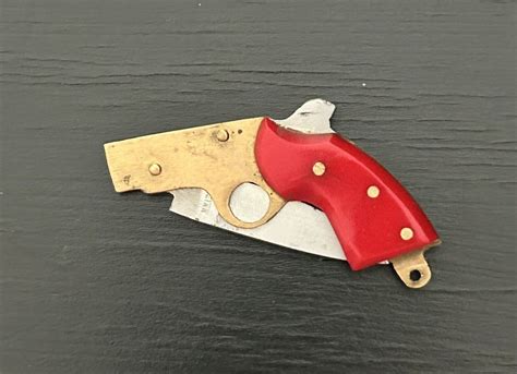 Vintage Pistol Revolver Gun Shaped Folding Mini Pocket Knife Ebay