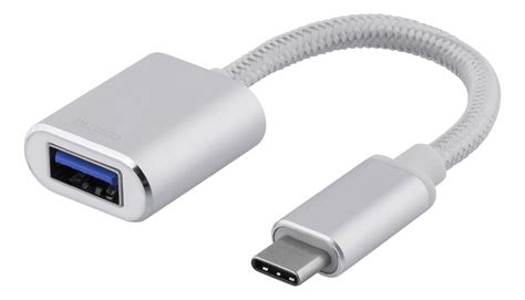 Adapter Deltaco USB C Till USB A 3 1 OTG Aluminium Silver