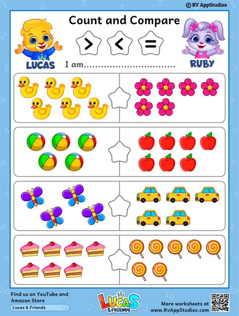 Free Colorful Printable For Kids To Count And Compare Numbers