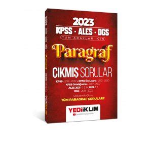 Yediiklim Yayınları 2023 KPSS ALES DGS Paragraf Çıkmış Sorular