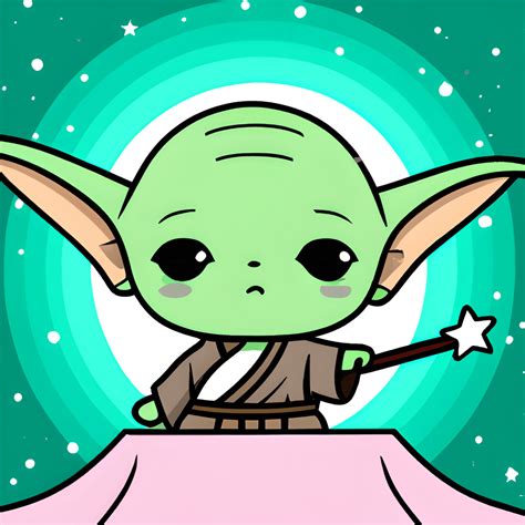 Adorable Baby Yoda Chibi in Space Background · Creative Fabrica