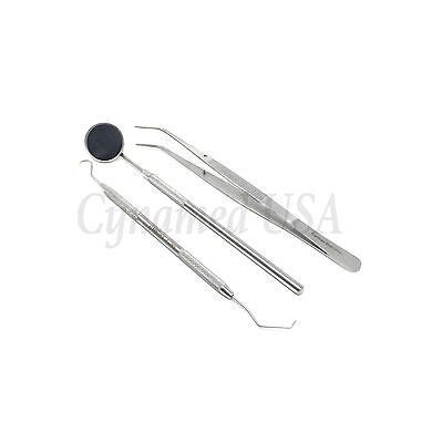 Basic Dental Instruments Set Mouth Mirror Explorer Cotton Plain