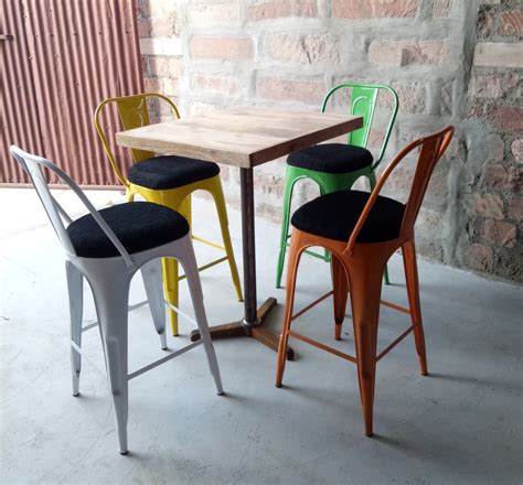 Green Black Orange Iron Tolix Style Metal Industrial Type Bar Chair