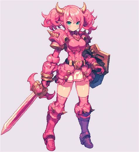 Pink Haired Girl In Pink Armor By Tuwalg On Deviantart