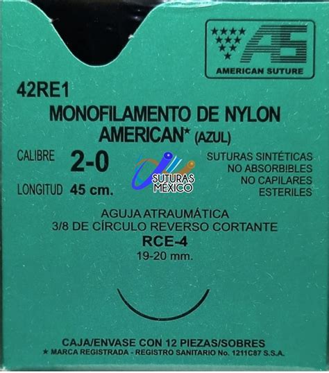 Nylon Aguja Mm Reverso Cortante Hebra Cm Azul Marca