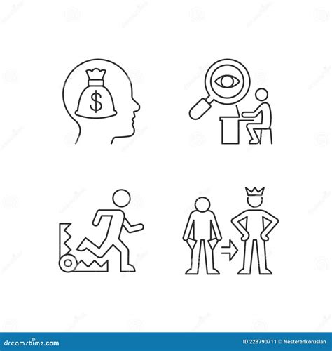 Extrinsic Motivation Linear Icons Set Stock Vector Illustration Of