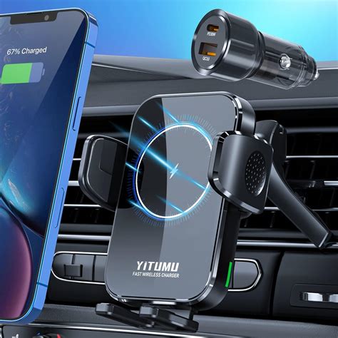 Yitumu Wireless Car Charger 15w Qi Fast Charging Car Charger Phone Mount Air Vent Cell Phone