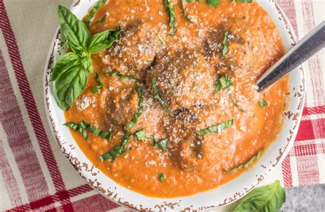 Tomato Basil Bisque With Italian Meatballs Paleo Whole30 Dinner Recipe