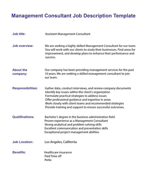 Management Consultant Job Description Updated For