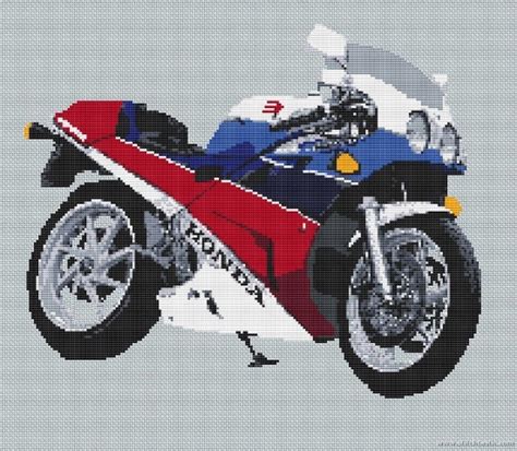 Honda VFR400 NC30 Motorcycle Cross Stitch Kit And Chart Stitchtastic