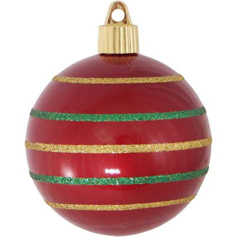 4ct Candy Red And Gold Striped Shatterproof Shiny Christmas Ball