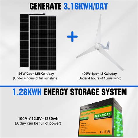 ECO WORTHY 1000W 600W Wind Turbine Generator Solar Panel Kit For Home