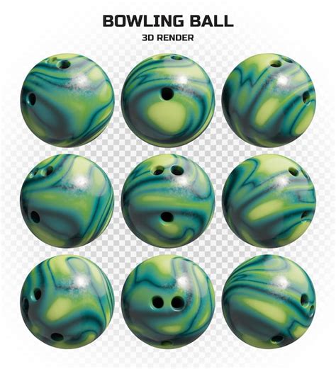 Premium Psd Collection Of 3d Render Marble Swirl Bowling Balls In