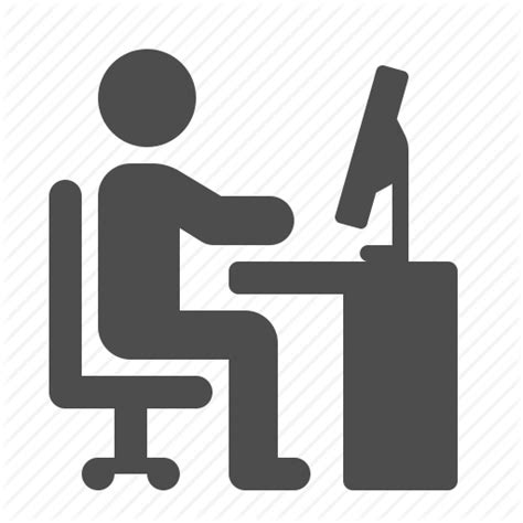 12 Desk Worker Icon Images Silhouette Person At Desk Icon Office