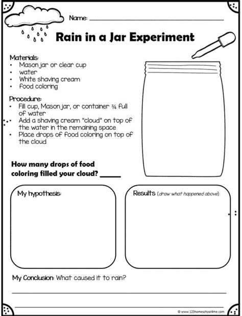 Rain Clouds In A Jar Weather Activities With FREE Worksheet Science