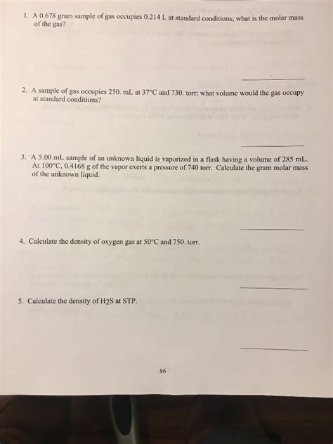 Solved 1 A 0 678 Gram Sample Of Gas Occupies 0 214 L At Chegg