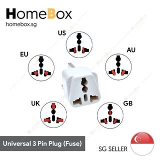 Homebox UK 3 Pin Plug Universal Adapter Travel Adapter Universal