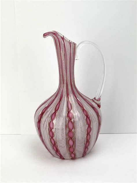 Lot 64 Vintage Murano Art Glass Latticino Swirl Ewer Van Metre Auction