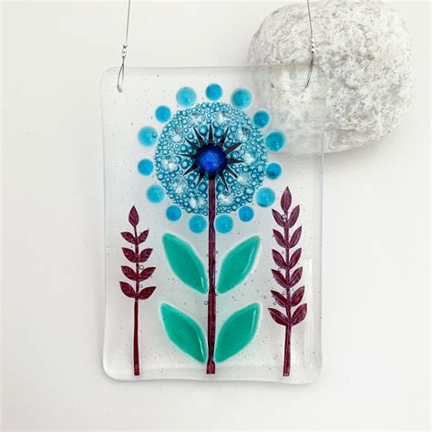 Fused Glass Single Turquoise Allium Hanging H Folksy Fused Glass