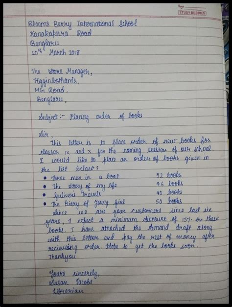 Letter Writing In English For Class 9 Letter Images