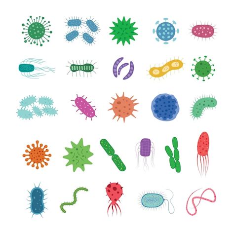 Premium Vector Virus Bacteria Microbes Germs Disease Causing Set