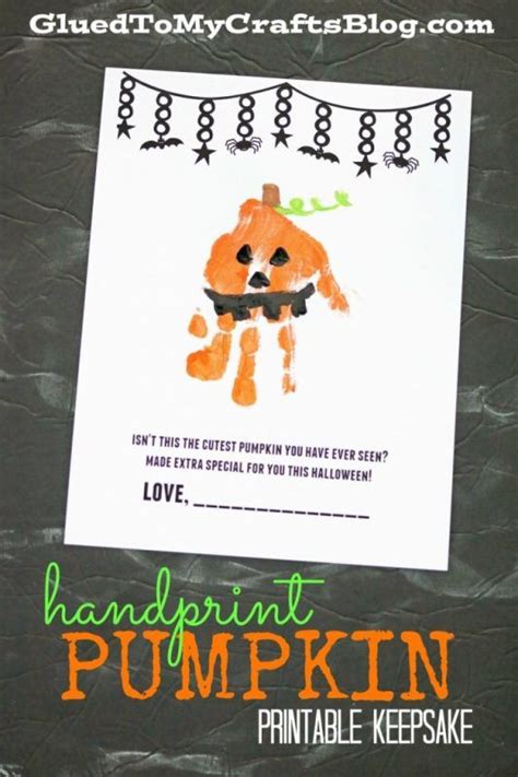 Handprint Pumpkin Printable Keepsake Halloween Preschool Halloween