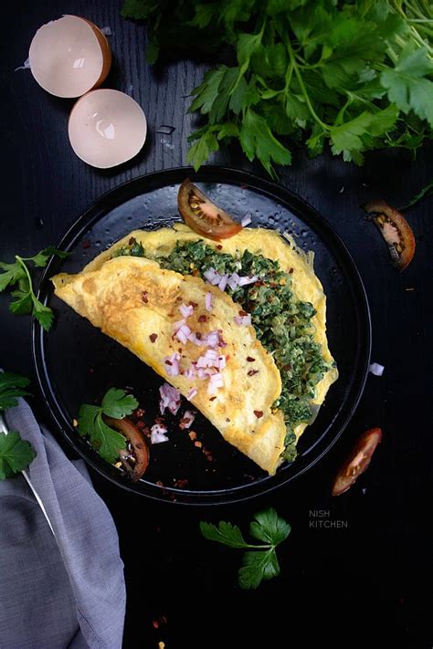 Spinach Omelette - NISH KITCHEN