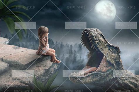 Dinosaur Digital Background Chasing Dinosaurs Backdrop Scary Etsy Uk