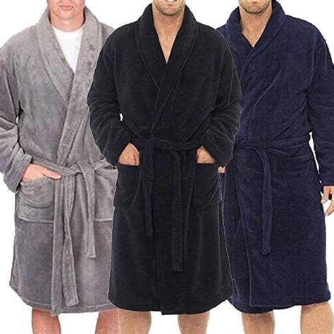 Mens Bathrobe Man Winter Warm Casual Flannel Robe Sleepwear Long Sleeve Plush Shawl Male Bath