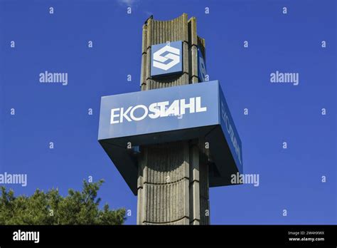 Logo EKO Stahl, Werkstor Hüttenwerk Arcelor Mittal, B112, Eisenhüttenstadt, Brandenburg ...