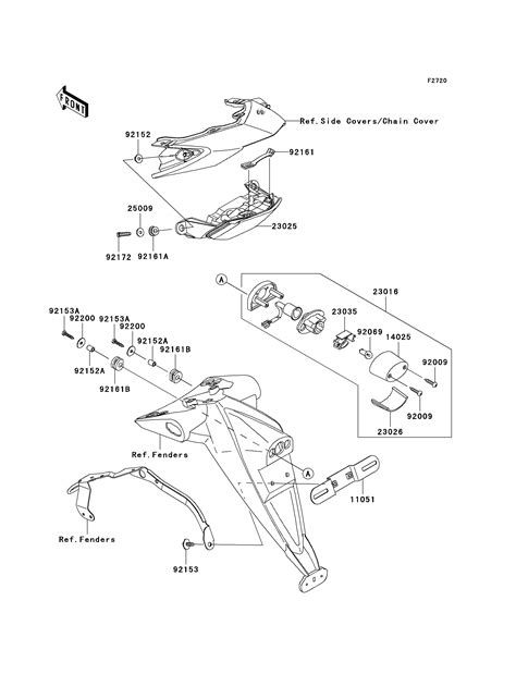 FEUX ARRIERE S POUR Z1000 ABS ZR1000C7F BLEU 2007 Esprit KAWASAKI