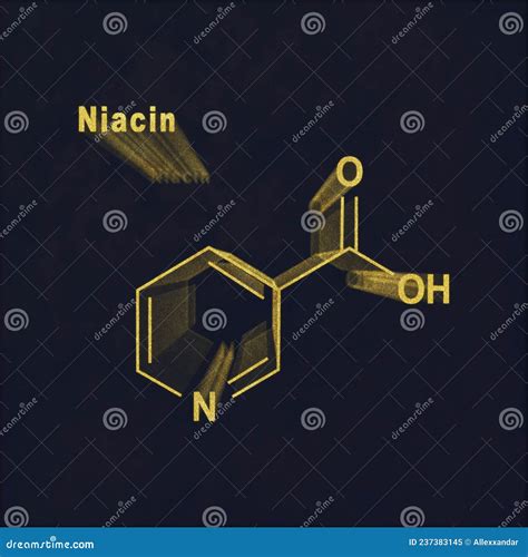 Niacin Nicotinic Acid Molecule Vitamin B Structural Chemical Formula