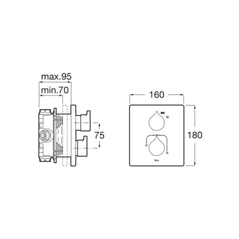 Roca Insignia Built In Thermostatic Shower Mixer Outlet Chrome