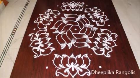 Beautiful lotus Rangoli design with 15*8 dots – Kolams of India