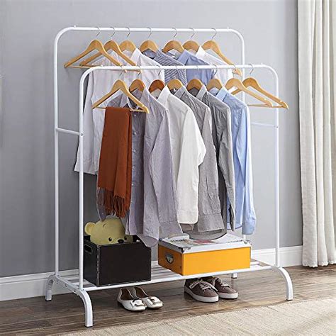 GISSAR Clothing Double Rod Garment Rack With Shelves Metal Hang Dry