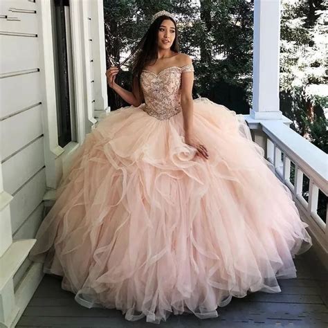 Angelsbridep Organza Ball Gown Quinceanera Dresses Luxury Off Shoulder