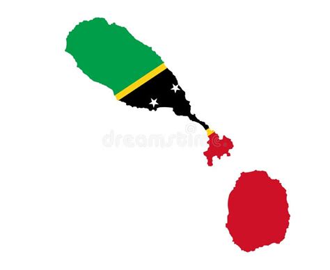 Saint Kitts And Nevis Flag National North America Emblem Map Stock