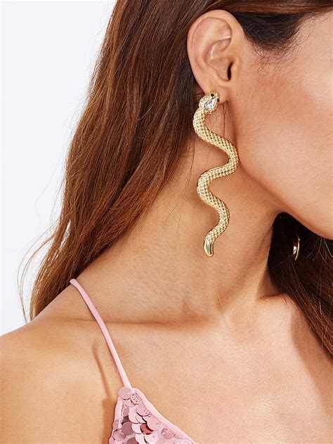 Rhinestone Detail Snake Earrings Check Out This Rhinestone Detail Snake