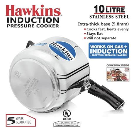 Hawkins Stainless Steel 10L Pressure Cooker Induction Compatible