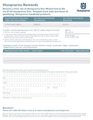 Fillable Online Receive A Free Can Of Husqvarna PreMixed Fuel Oil Fax