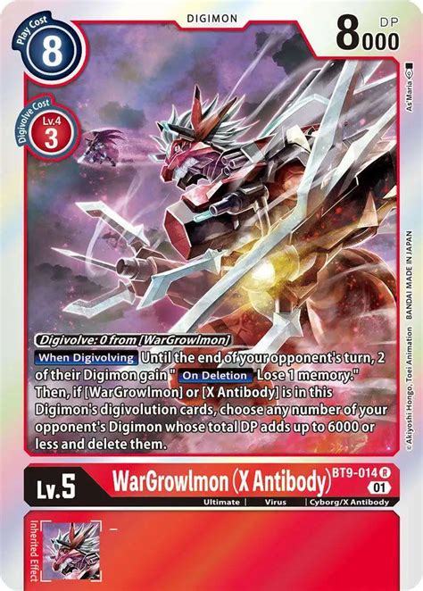 Digimon X Record Single Card Rare WarGrowlmon X Antibody BT9 014 ToyWiz