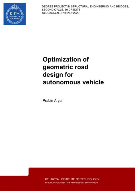 Optimization Of Geometric Road Design For Autonomous Vehicle DocsLib