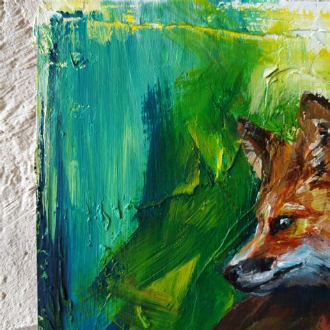 Fox Painting Original Acrylic Fox Artwork Cute Fox Wall Art | Etsy