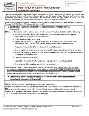 Fillable Online Erosion And Sediment Control Plan Checklist City Of