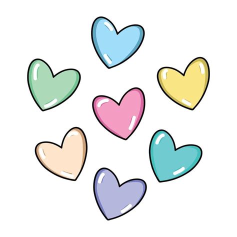 Stylish Bright Vector Hearts Heart Of Different Delicate Colors