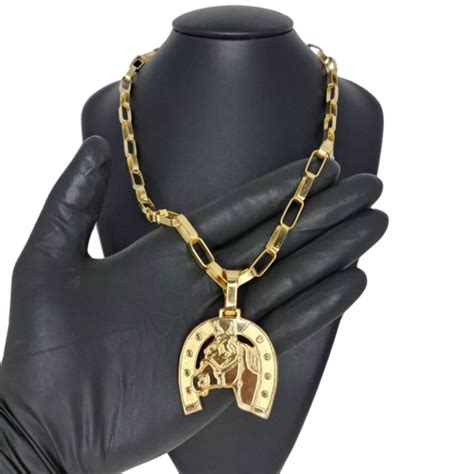 Corrente Masculina Cartier Pingente Cavalo Moeda Antiga